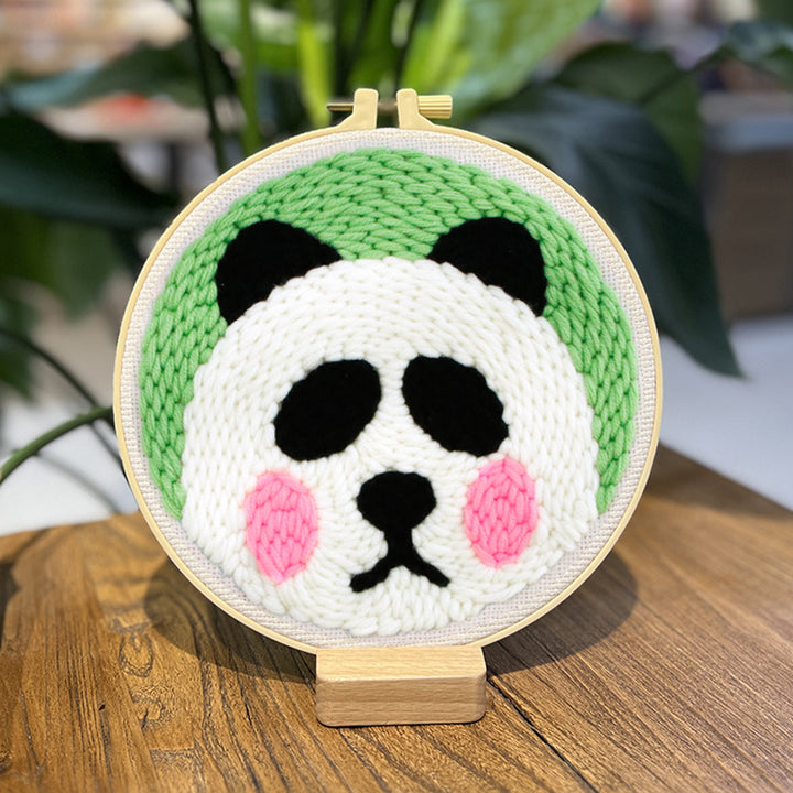 Big Face Panda Punch Needle Embroidery Kits