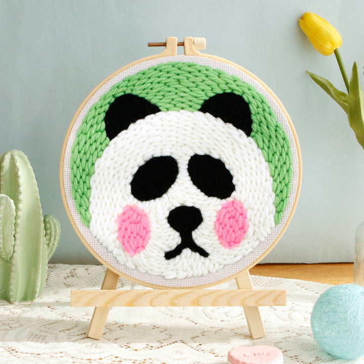 Big Face Panda Punch Needle Embroidery Kits