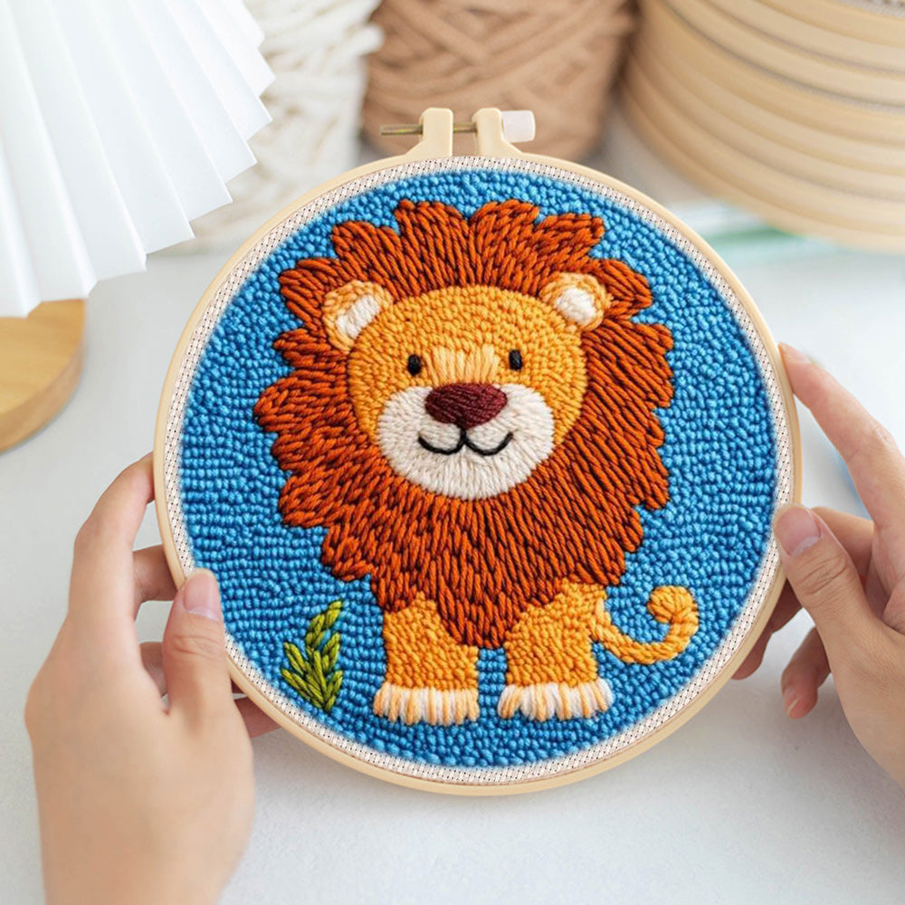 Cartoon Lion Punch Needle Embroidery Kits