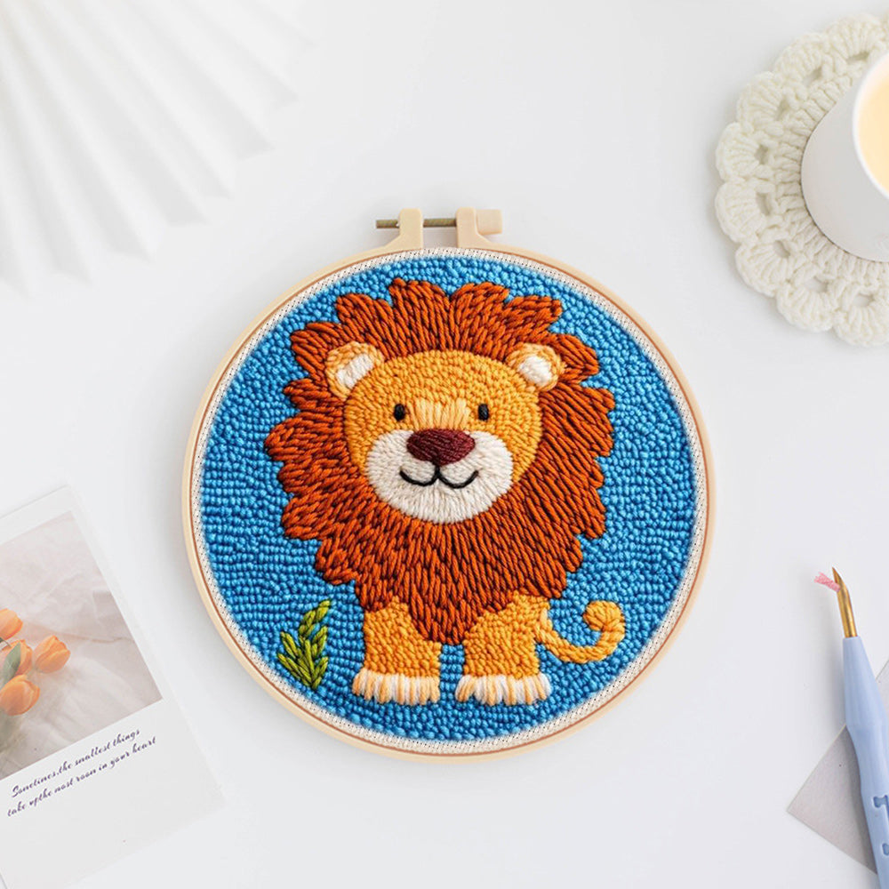 Cartoon Lion Punch Needle Embroidery Kits