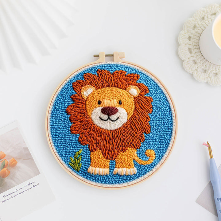 Cartoon Lion Punch Needle Embroidery Kits