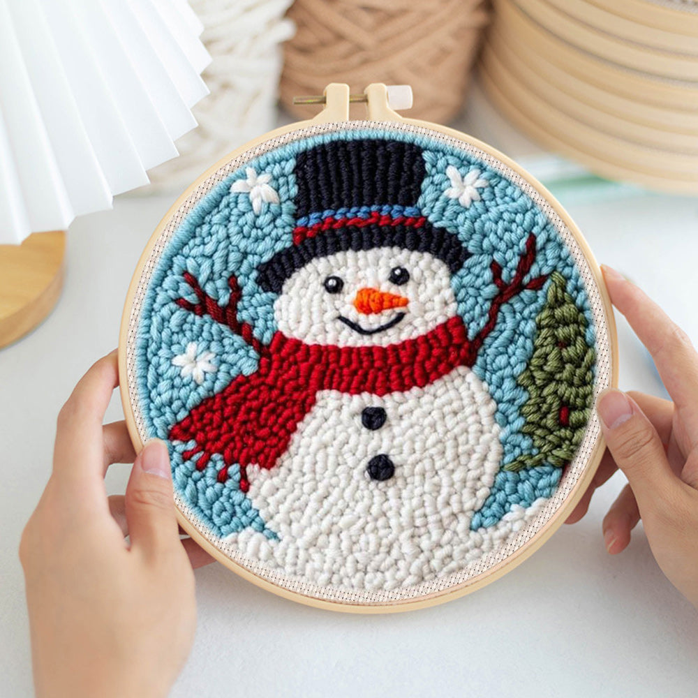 Happy Snowman Punch Needle Embroidery Kits