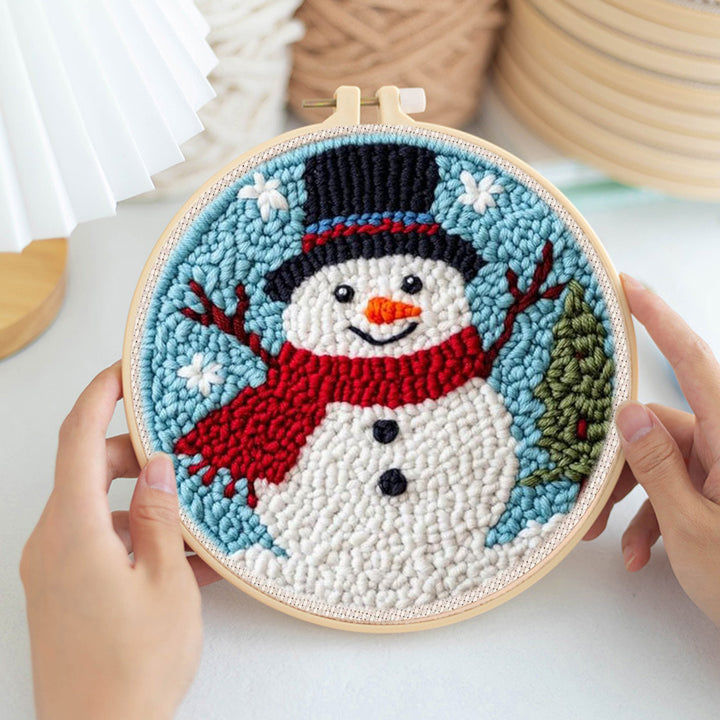 Happy Snowman Punch Needle Embroidery Kits