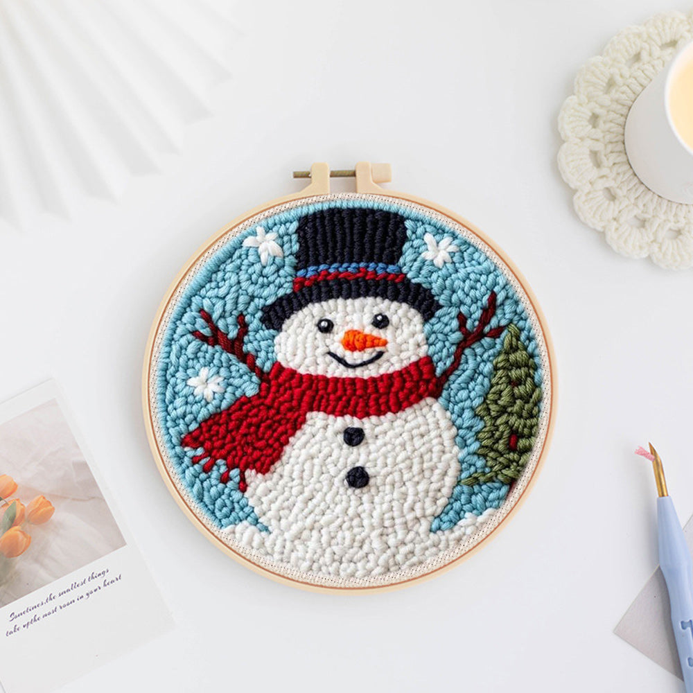 Happy Snowman Punch Needle Embroidery Kits