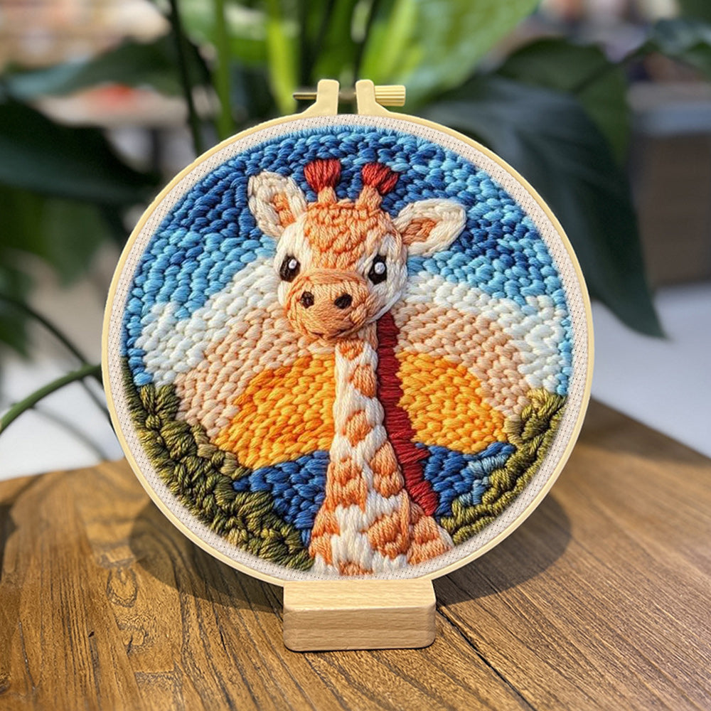 Colorful Giraffe Punch Needle Embroidery Kits