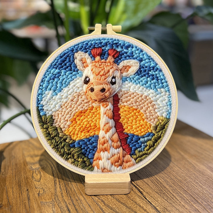 Colorful Giraffe Punch Needle Embroidery Kits