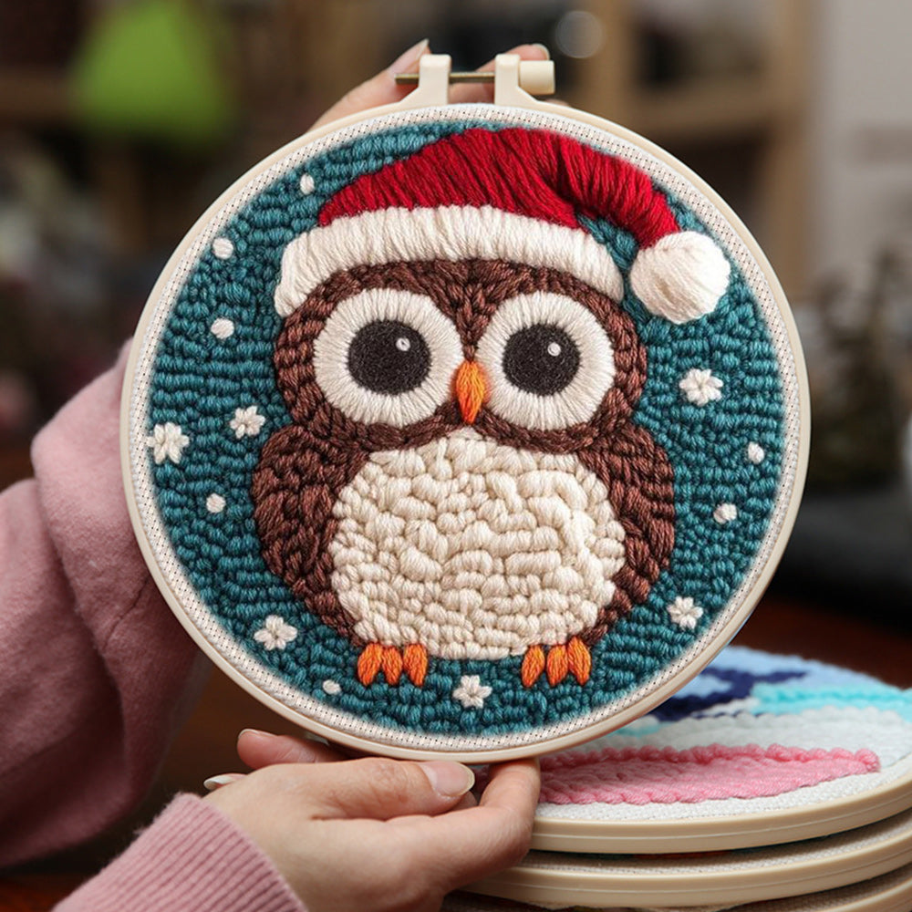 Christmas Owl Punch Needle Embroidery Kits