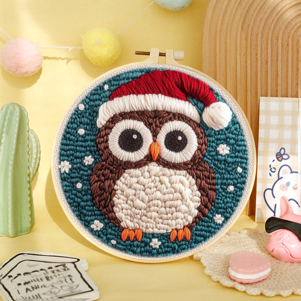 Christmas Owl Punch Needle Embroidery Kits