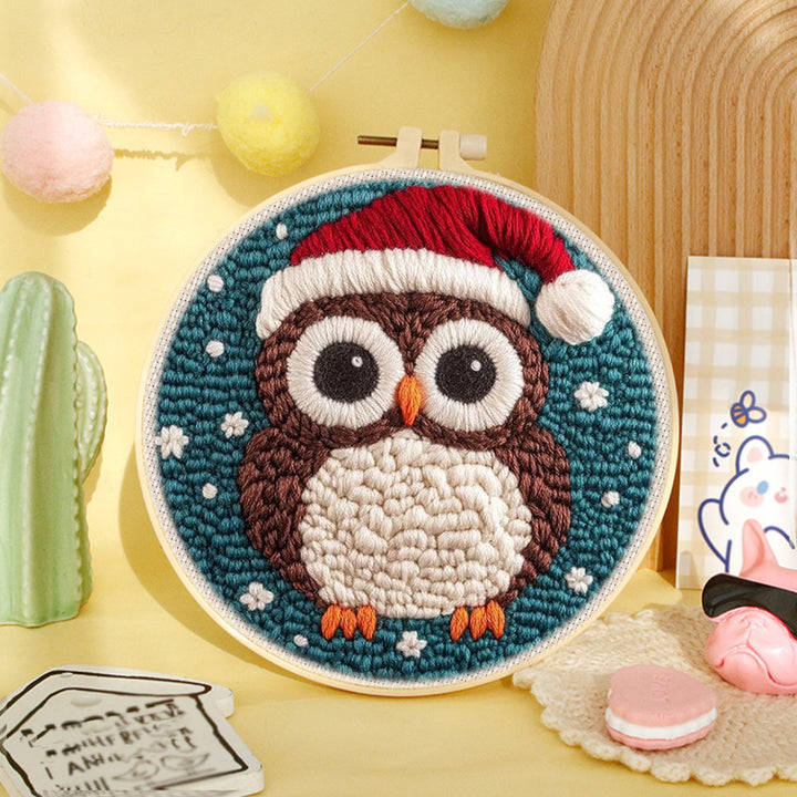Christmas Owl Punch Needle Embroidery Kits