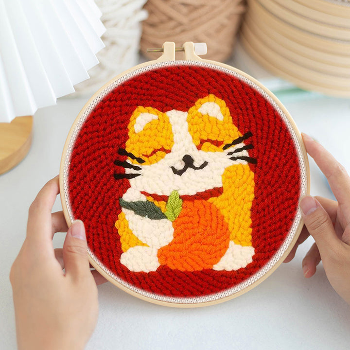 Waving Cat Punch Needle Embroidery Kits