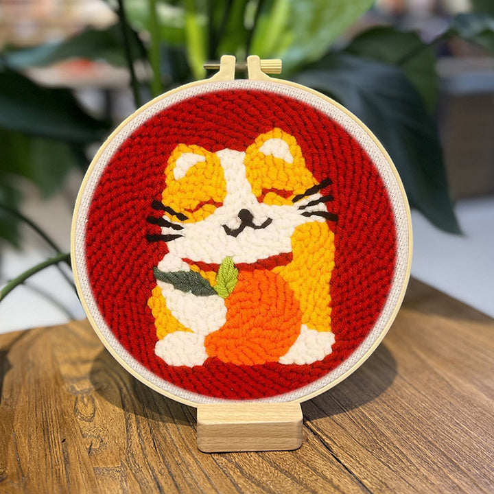 Waving Cat Punch Needle Embroidery Kits