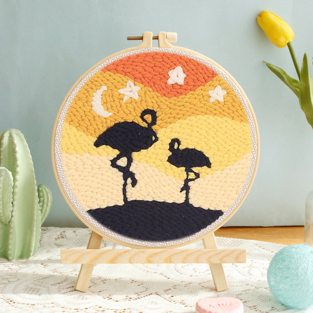 Flamingo Silhouette Punch Needle Embroidery Kits