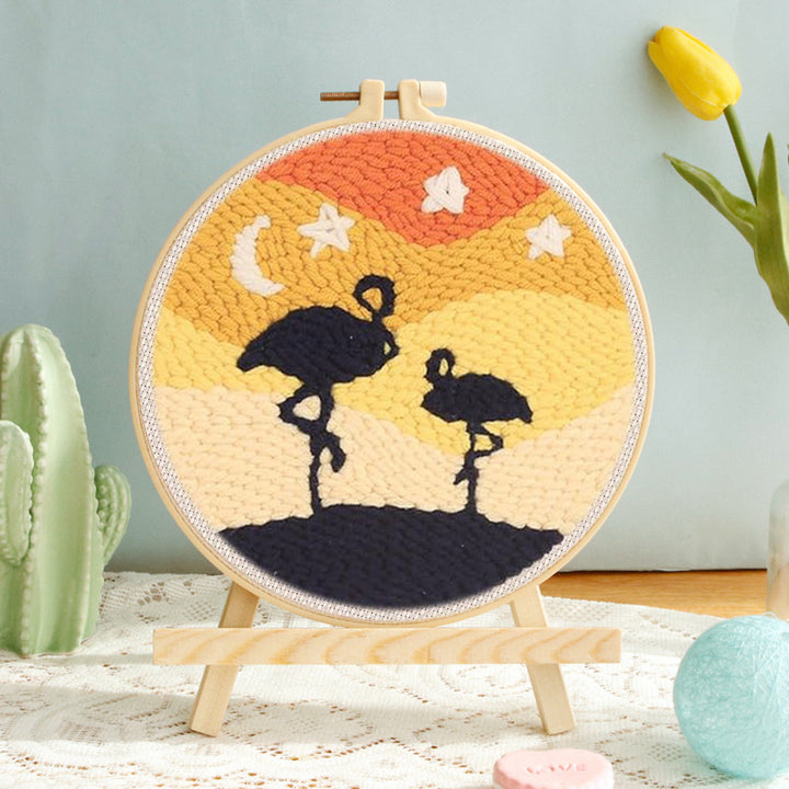 Flamingo Silhouette Punch Needle Embroidery Kits