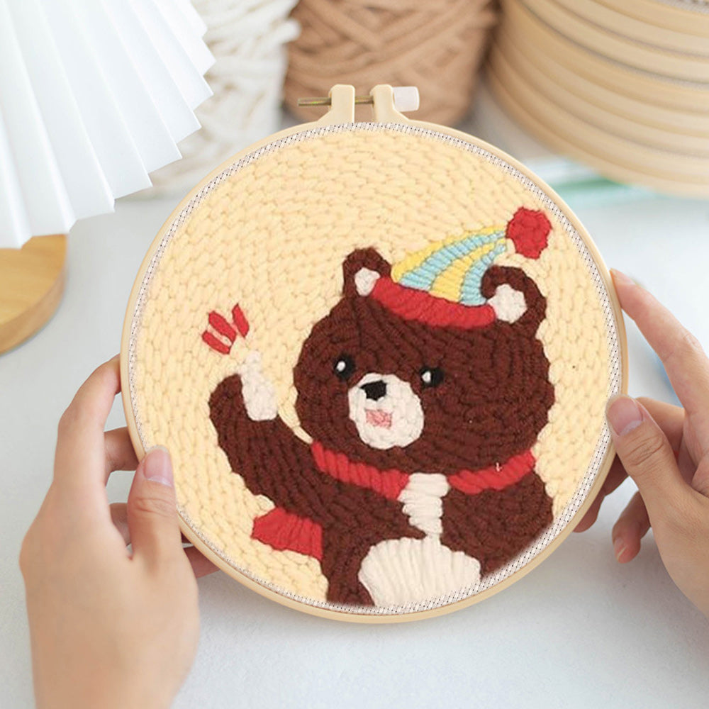 Party Bear Punch Needle Embroidery Kits