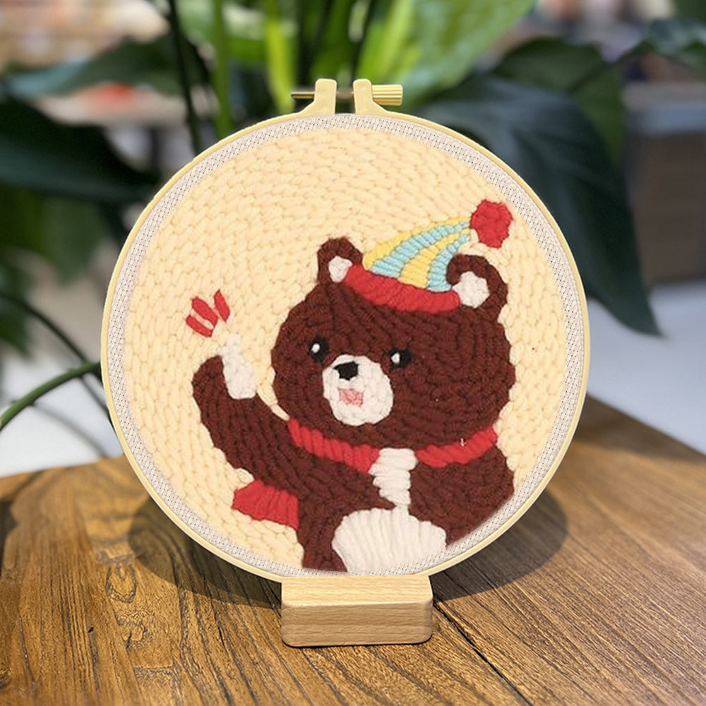 Party Bear Punch Needle Embroidery Kits