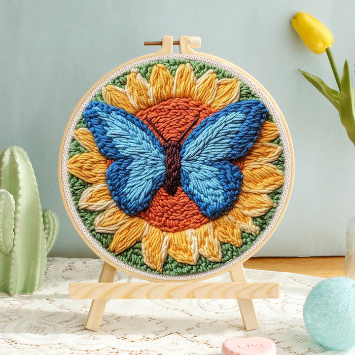 Butterfly on Sunflower Punch Needle Embroidery Kits