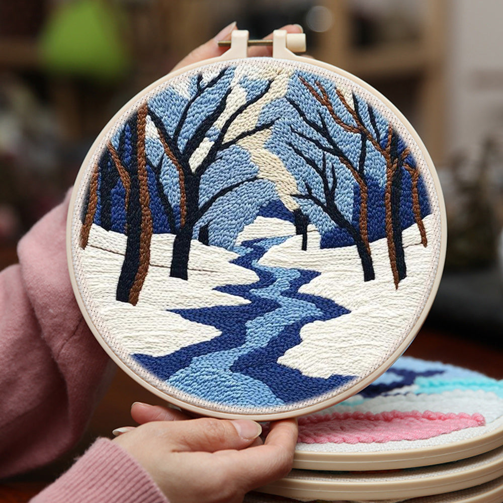 Winter River Scene Punch Needle Embroidery Kits