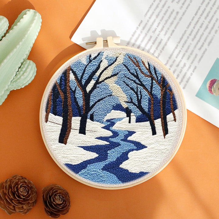 Winter River Scene Punch Needle Embroidery Kits