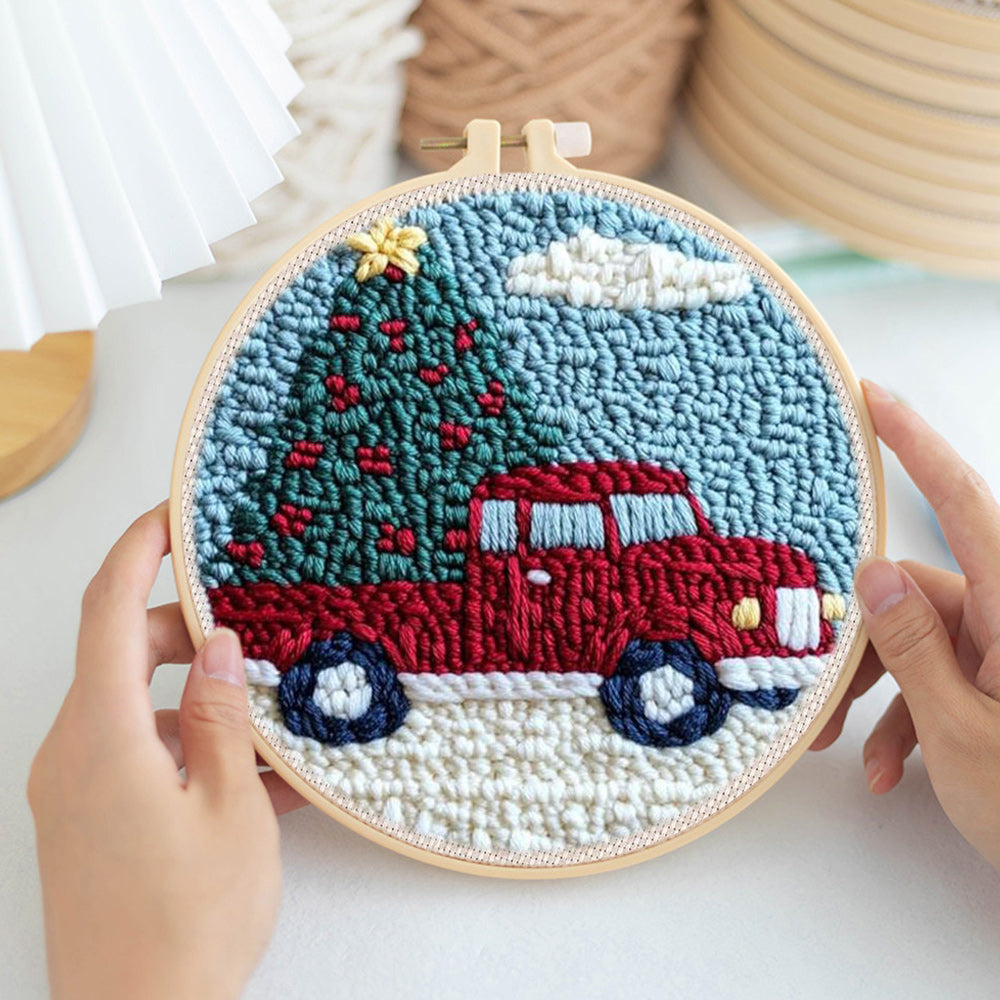 Christmas Truck Punch Needle Embroidery Kits
