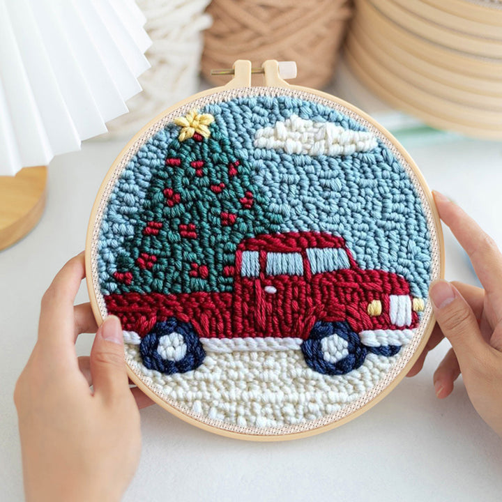 Christmas Truck Punch Needle Embroidery Kits