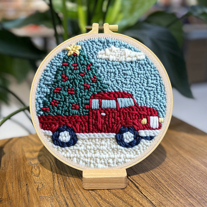 Christmas Truck Punch Needle Embroidery Kits