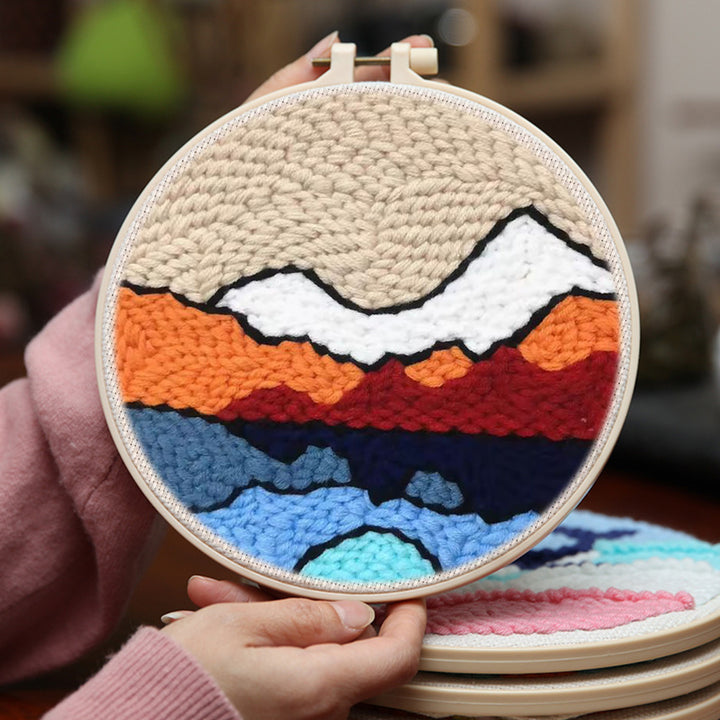 Colorful Mountain Range Punch Needle Embroidery Kits