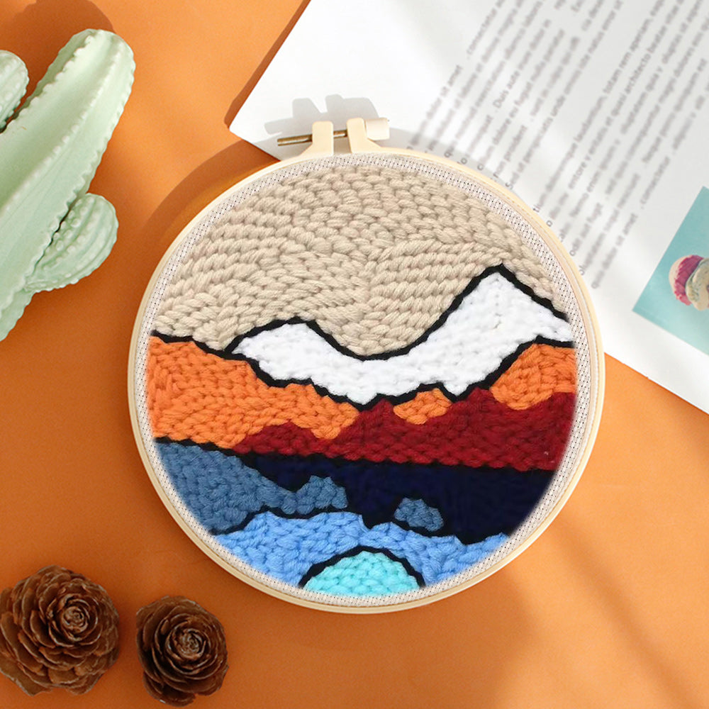 Colorful Mountain Range Punch Needle Embroidery Kits