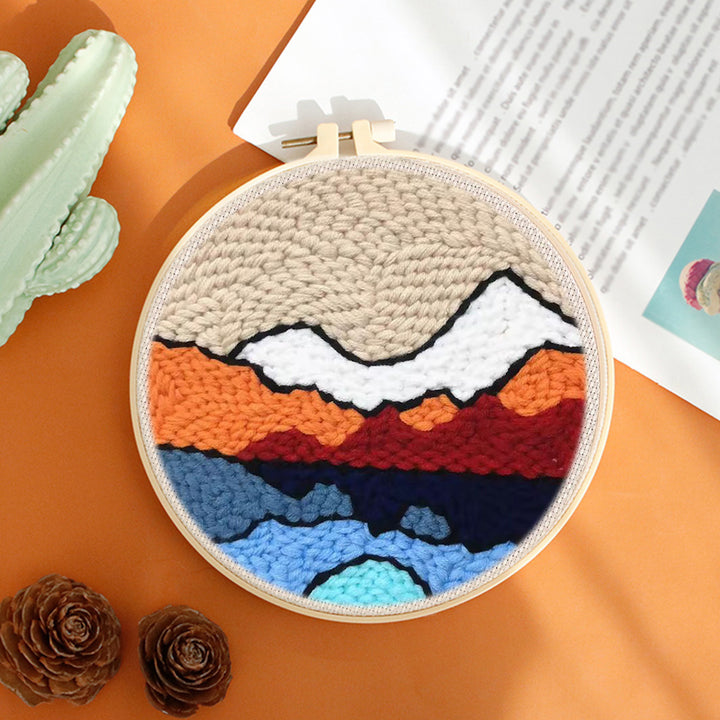 Colorful Mountain Range Punch Needle Embroidery Kits