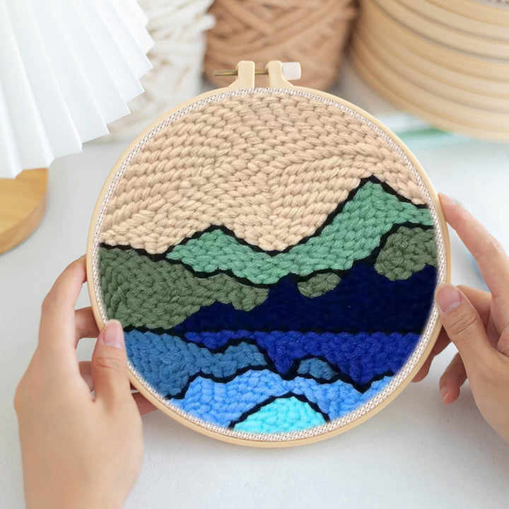 Mountain and Lake Scenery Punch Needle Embroidery Kits