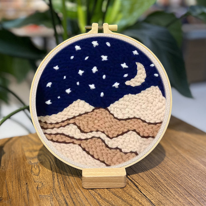 Mountain Night View Punch Needle Embroidery Kits