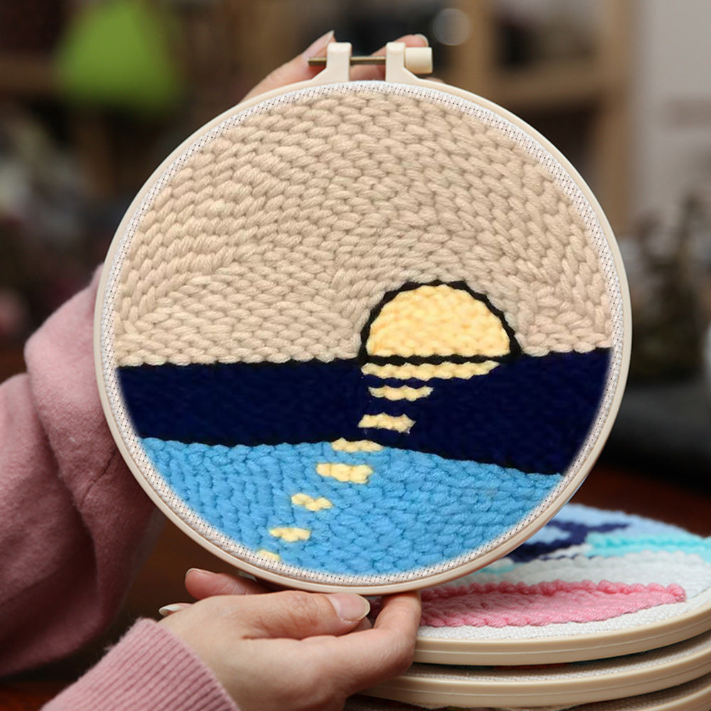 Sunset Over Water Punch Needle Embroidery Kits