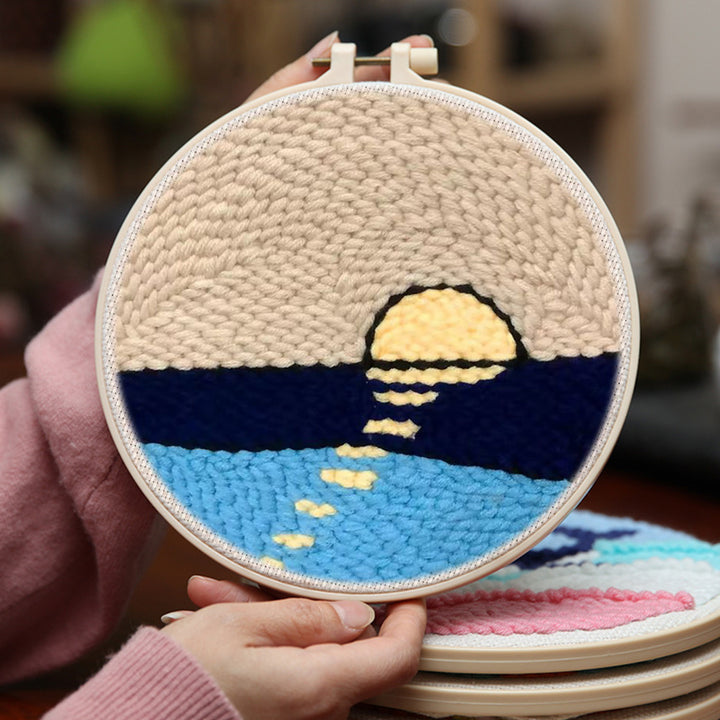 Sunset Over Water Punch Needle Embroidery Kits