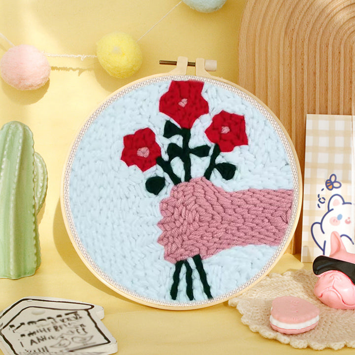 Flowers in Hand Punch Needle Embroidery Kits