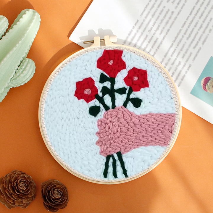 Flowers in Hand Punch Needle Embroidery Kits