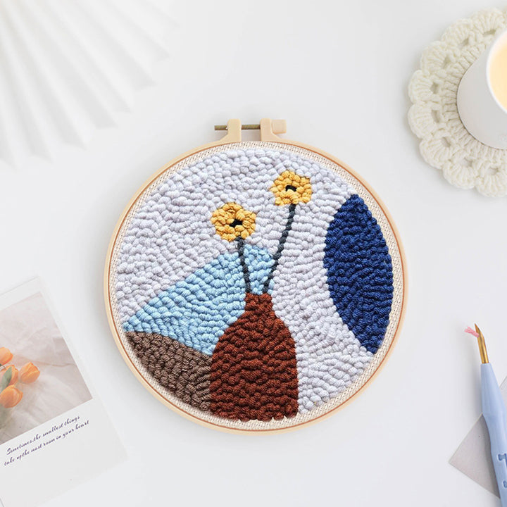 Meranti-hued Vase Punch Needle Embroidery Kits