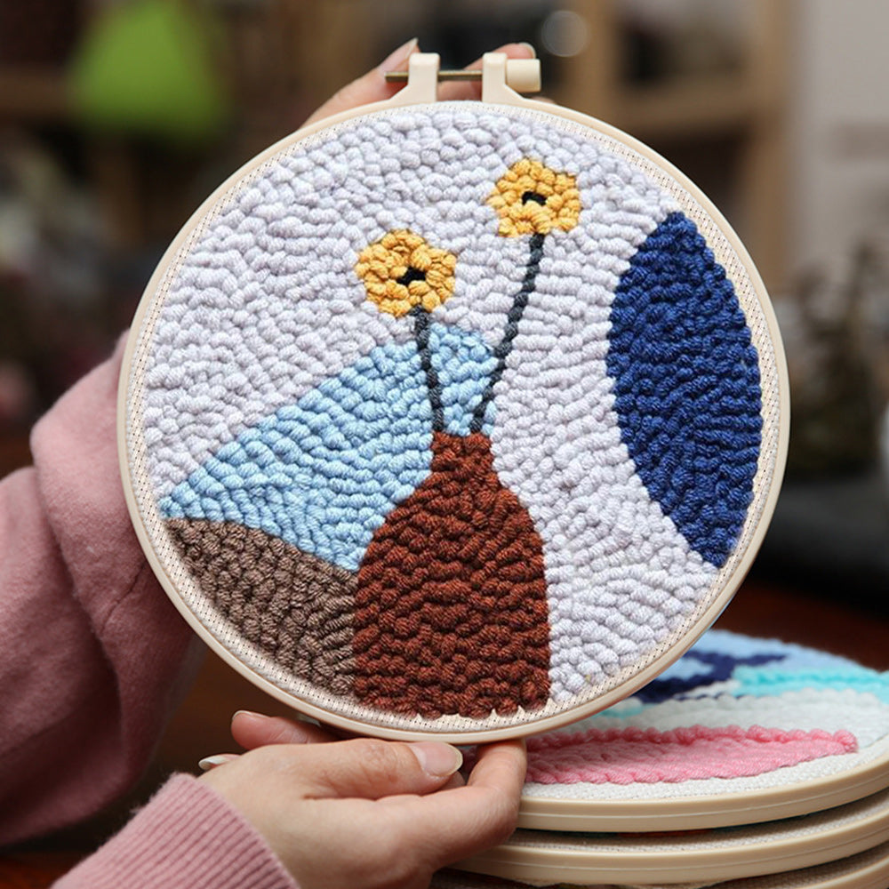 Meranti-hued Vase Punch Needle Embroidery Kits