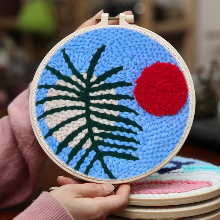 Leaves and Circles Punch Needle Embroidery Kits