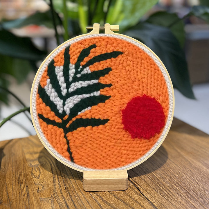 Orange Leaf Art Punch Needle Embroidery Kits