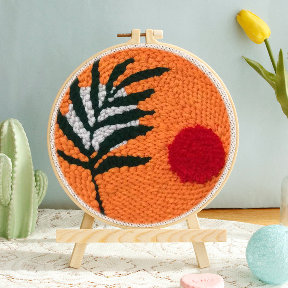 Orange Leaf Art Punch Needle Embroidery Kits