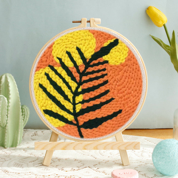 Warm Color Leaf Art Punch Needle Embroidery Kits