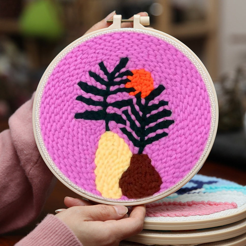 Purple Plant Art Punch Needle Embroidery Kits