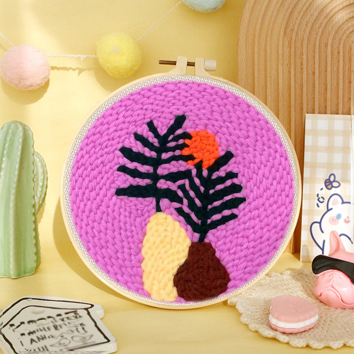 Purple Plant Art Punch Needle Embroidery Kits