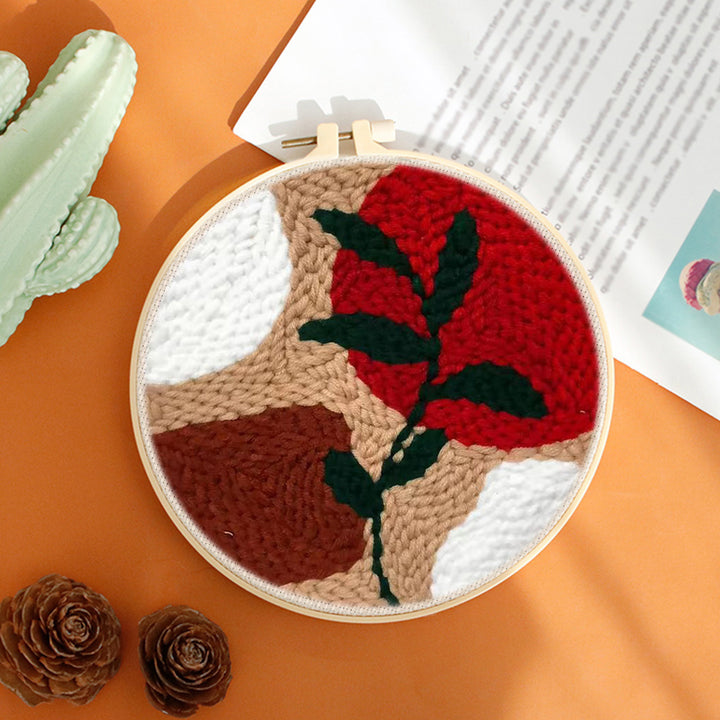 Red Leaf Art Punch Needle Embroidery Kits
