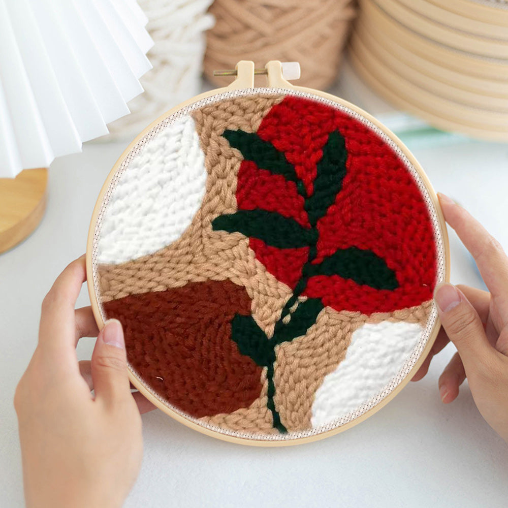 Red Leaf Art Punch Needle Embroidery Kits