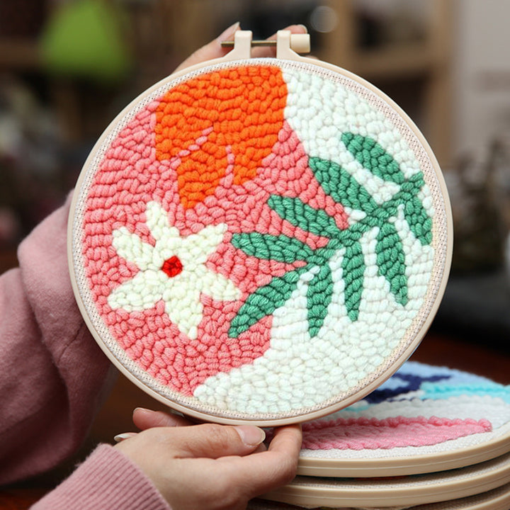 Pastel Floral Punch Needle Embroidery Kits