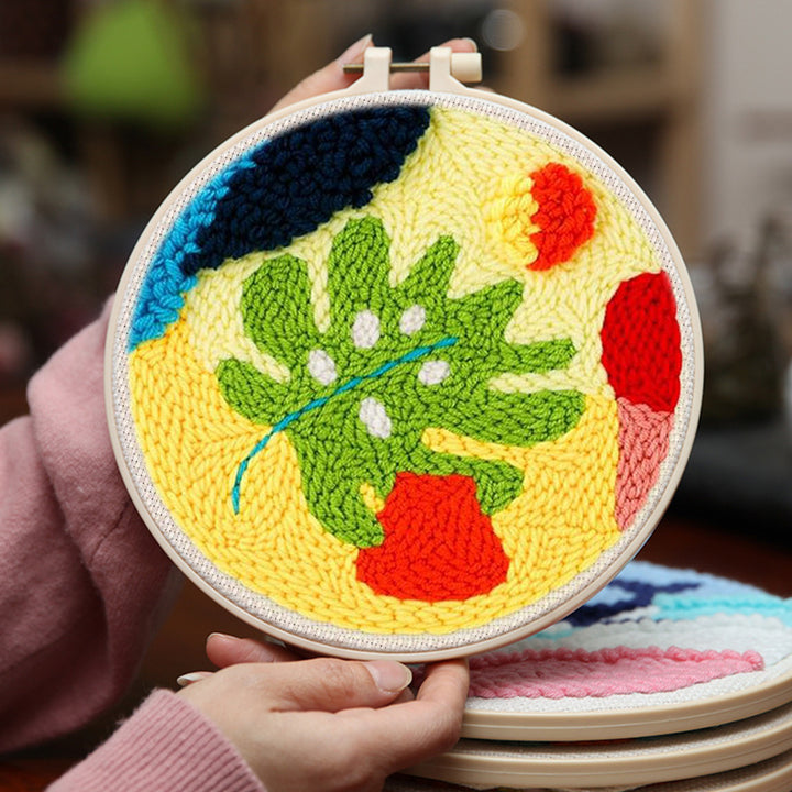 Colorful Leaf Art Punch Needle Embroidery Kits