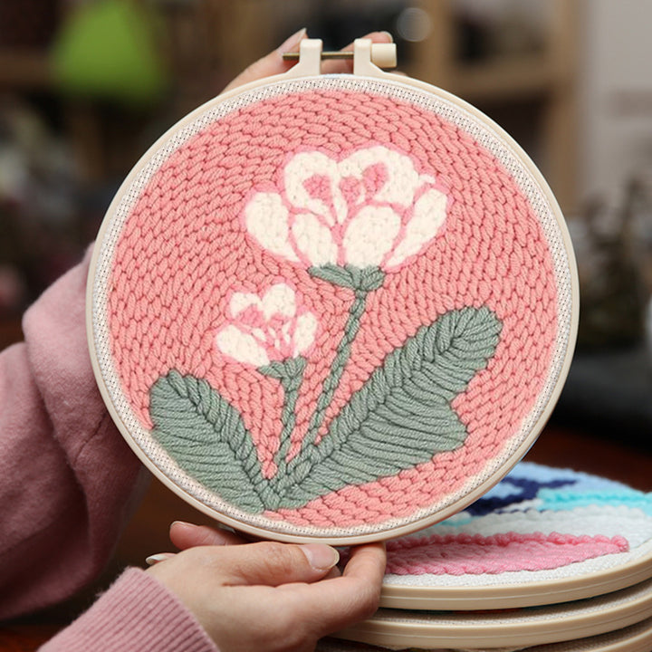 Pink Floral Punch Needle Embroidery Kits