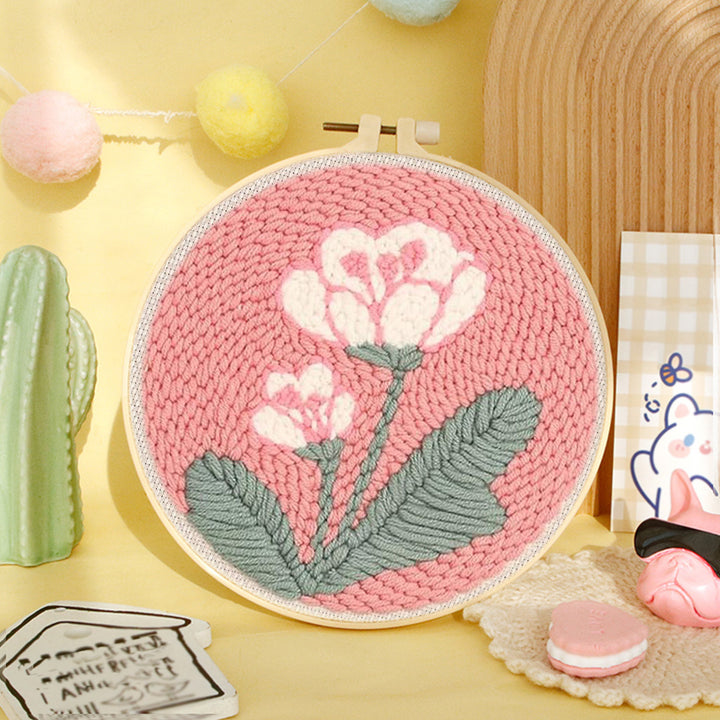 Pink Floral Punch Needle Embroidery Kits
