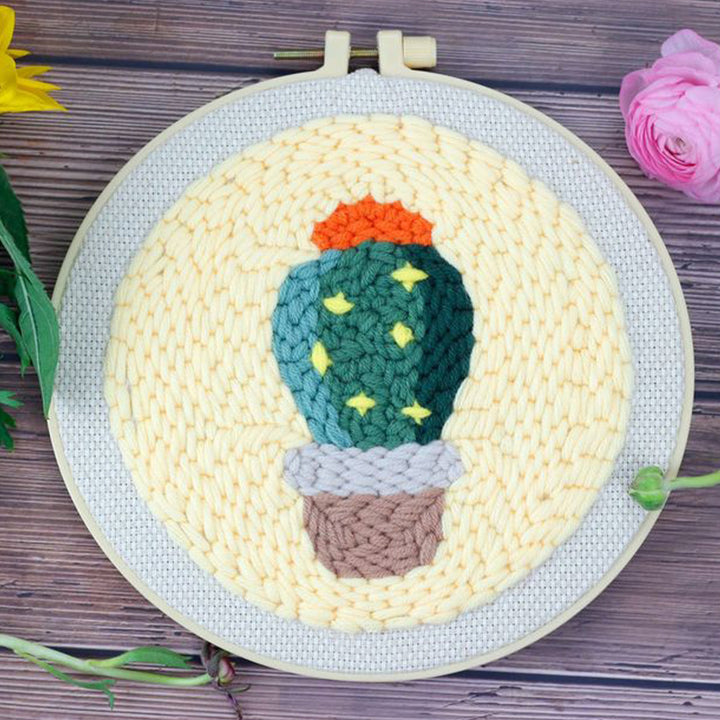 Cute Cactus Punch Needle Embroidery Kits