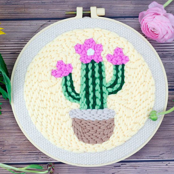 Flowering Cactus Punch Needle Embroidery Kits